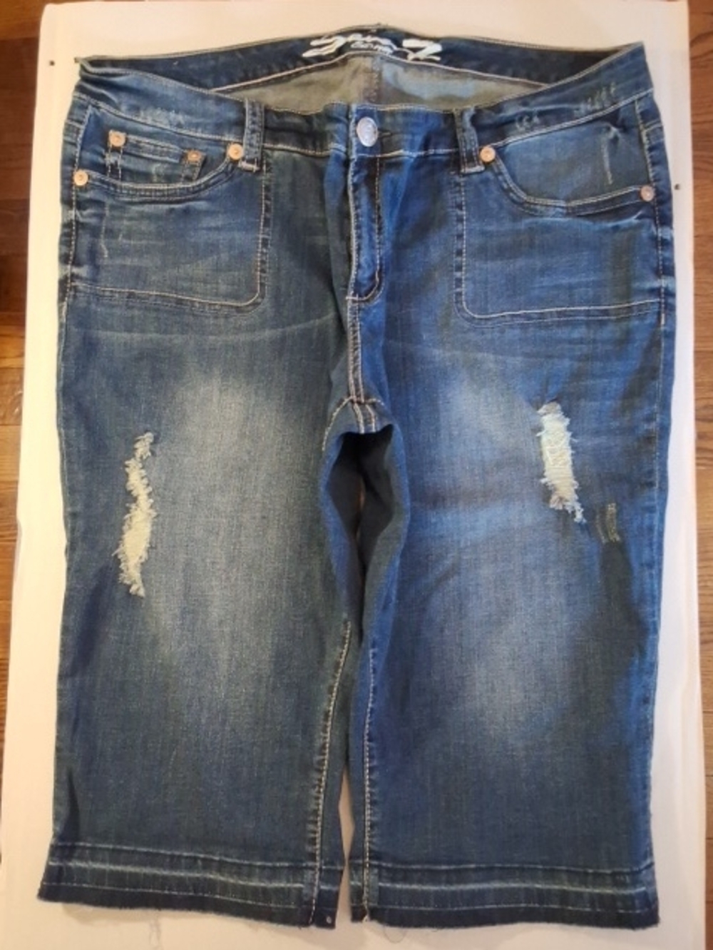 Seven7 Blue Distressed Capris